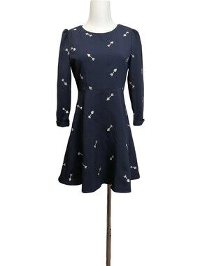 🎏🎏Navy Arrow Print Long-Sleeve A-Line Dress (B2G1 Free)